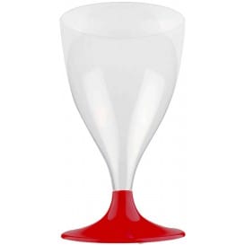 Copa de Plastico Vino con Pie Burdeos 200ml (20 Uds)