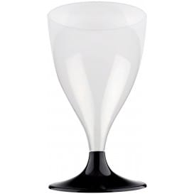 Copa de Plastico Vino con Pie Negro 200ml (20 Uds)