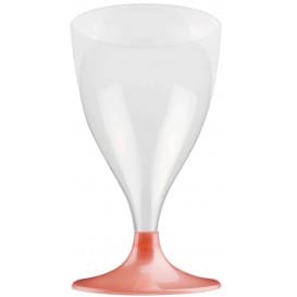 Copa de Plastico Vino con Pie Melocoton Perlado 200ml (20 Uds)