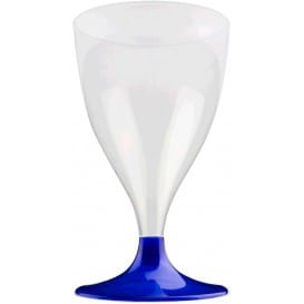 Copa de Plastico Vino con Pie Azul Perlado 200ml (20 Uds)