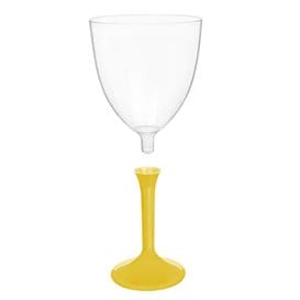 Copa de Plastico Vino con Pie Amarillo 300ml (20 Uds)
