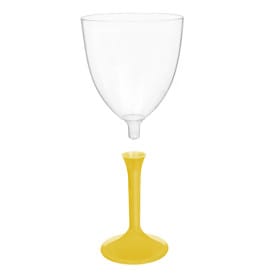 Copa de Plastico Vino con Pie Amarillo 300ml (20 Uds)