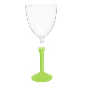 Copa de Plastico Vino con Pie Verde Lima 300ml (20 Uds)