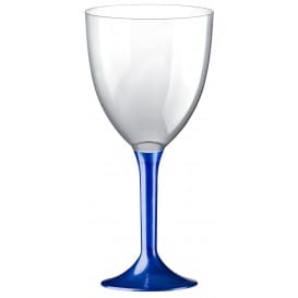 Copa de Plastico Vino con Pie Azul Perlado 300ml (20 Uds)