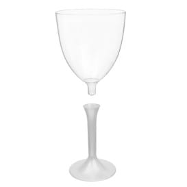 Copa de Plastico Vino con Pie Blanco Perlado 300ml (20 Uds)