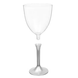 Copa de Plastico Vino con Pie Gris 300ml (20 Uds)