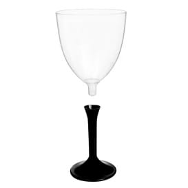 Copa de Plastico Vino con Pie Negro 300ml (20 Uds)