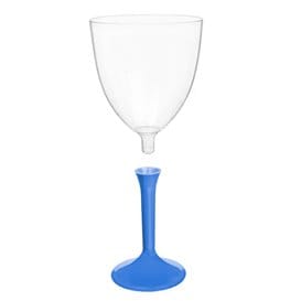 Copa de Plastico Vino con Pie Azul Mediterraneo 300ml (20 Uds)