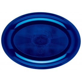 Bandeja Ovalada Azul Round PP 315x220mm (150 Uds)