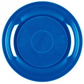 Plato de Plastico Llano Azul Mediterraneo Round PP Ø220mm (600 Uds)