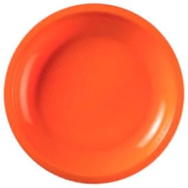 Plato de Plastico Llano Naranja Round PP Ø220mm (50 Uds)