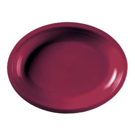 Bandeja Ovalada Burdeos Round PP 315x220mm (25 Uds)