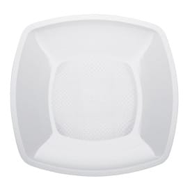 Plato de Plastico Llano Cuadrado Blanco Square PP 180mm (25 Uds)