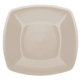 Plato de Plastico Llano Beige Square PP 180mm (150 Uds)