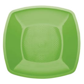 Plato de Plastico Llano Verde Lima Square PP 180mm (25 Uds)