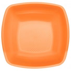 Plato de Plastico Hondo Naranja Square PP 180mm (25 Uds)