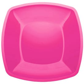 Plato de Plastico Llano Fucsia Square PS 300mm (12 Uds)