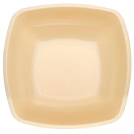 Plato de Plastico Hondo Crema Square PP 180mm (25 Uds)