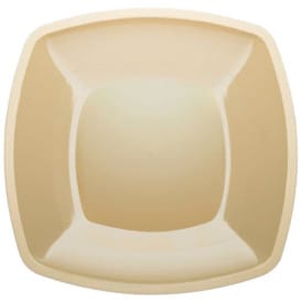 Plato de Plastico Llano Crema Square PS 300mm (12 Uds)