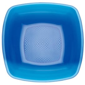 Plato de Plastico Hondo Azul Transp. Square PS 180mm (25 Uds)
