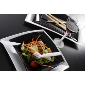 Plato de Plastico Hondo Negro Nice PP 180mm (25 Uds)