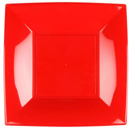 Plato de Plastico Llano Rojo Nice PP 290mm (12 Uds)