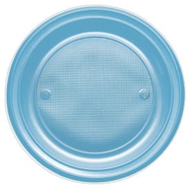 Plato de Plastico PS Llano Turquesa Ø170mm (50 Uds)