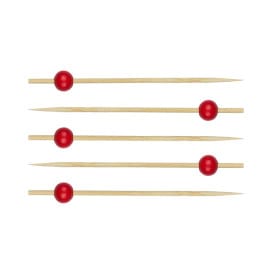 Pinchos de Bambu Decorado "Big Ball" Rojo 120mm (200 Uds)