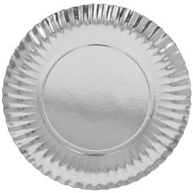 Plato de Carton Redondo Plata 230mm (100 Uds)