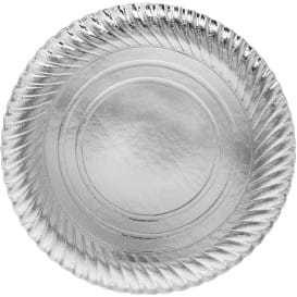 Plato de Carton Redondo Plata 300mm (100 Uds)