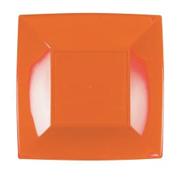 Plato de Plastico Llano Naranja Nice PP 230mm (25 Uds)