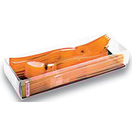 Kit Cubiertos Plastico Tenedor, Cuchillo, Cuchara Naranja (20 Kits)