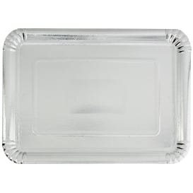 Bandeja de Carton Rectangular Plateada 18x24cm (100 Uds)