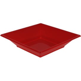 Plato de Plastico Hondo Cuadrado Rojo 170mm (5 Uds)