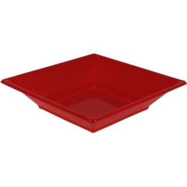 Plato de Plastico Hondo Cuadrado Rojo 170mm (5 Uds)