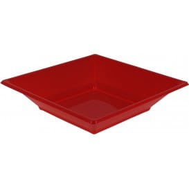 Plato de Plastico Hondo Cuadrado Rojo 170mm (750 Uds)
