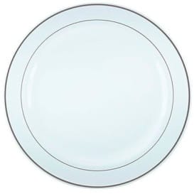 Plato Plastico Extra Rigido con Ribete Plata 63cm (6 Uds)