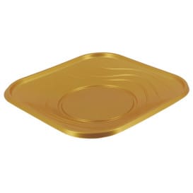 Plato de Plastico PP "X-Table" Cuadrado Oro 180mm (8 Uds)