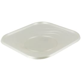 Plato de Plastico PP "X-Table" Cuadrado Perla 180mm (8 Uds)