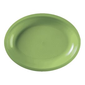 Bandeja Ovalada Verde Lima Round PP 315x220mm (300 Uds)