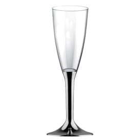 Copa de Plastico Cava con Pie Niquel Cromado 120ml (20 Uds)
