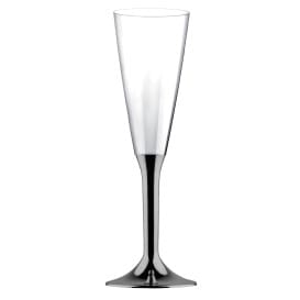 Copa de Plastico Cava con Pie Niquel Cromado 160ml (20 Uds)