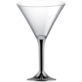 Copa de Plastico Cocktail con Pie Niquel Cromado 185ml (20 Uds)
