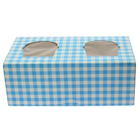 Caja 2 Cupcakes con Soporte 19,5x10x7,5cm Azul (160 Uds)