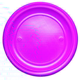Plato de Plastico PS Llano Fucsia Ø220mm (30 Uds)