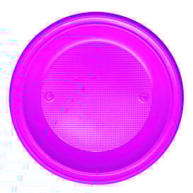 Plato de Plastico PS Hondo Fucsia Ø220mm (30 Uds)