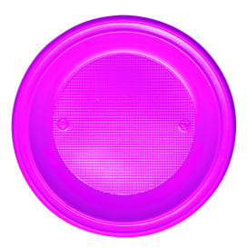 Plato de Plastico PS Hondo Fucsia Ø220mm (30 Uds)