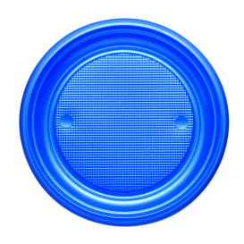 Plato de Plastico PS Llano Azul Oscuro Ø170mm (50 Uds)