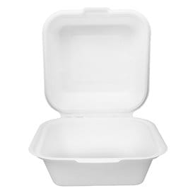 Envase Hamburguesa Caña de Azúcar Blanco 155x155x80mm (500 Uds)