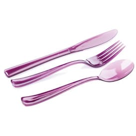 Kit Cubiertos Plastico Tenedor, Cuchillo, Cuchara Berenjena (1 Kit)